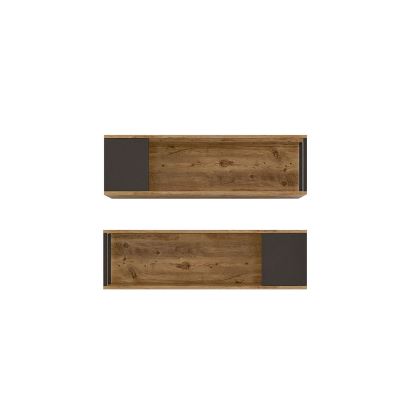 Set da 2 Mensole da parete in legno naturale e antracite cm 100x22x29h