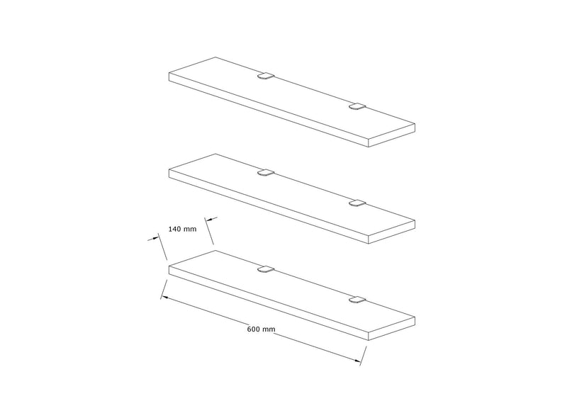 Set da 3 mensole da muro colore grigio design moderno minimal