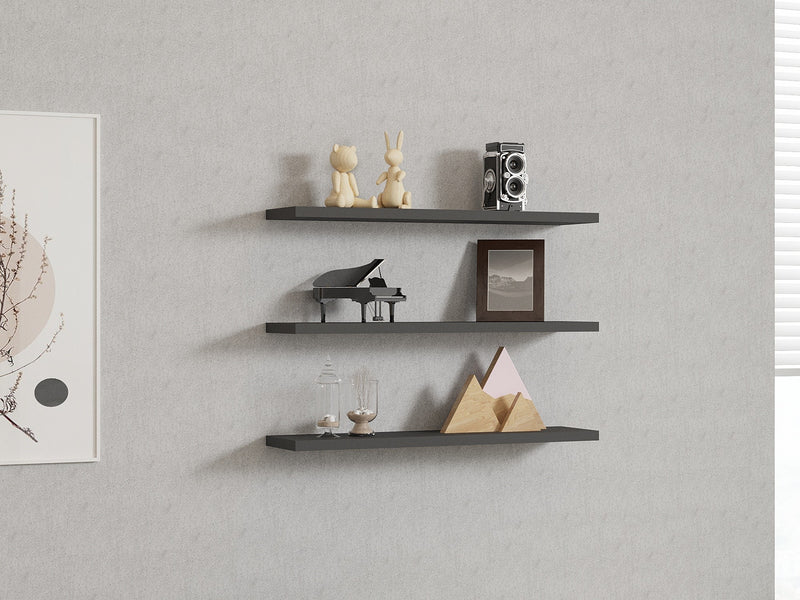 Set da 3 mensole da muro colore grigio design moderno minimal