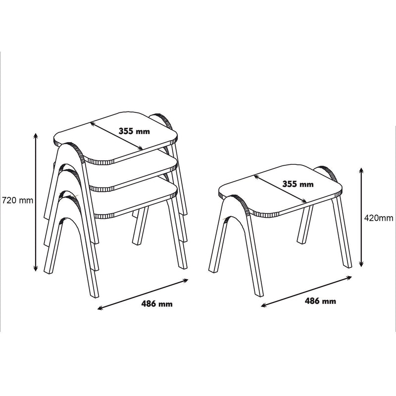 Set 3 Tavolini da salotto bassi impilabili in legno finitura noce