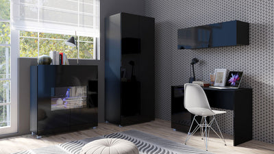 Scrivania colore nero con 3 cassetti design moderno cm 110x50x77h