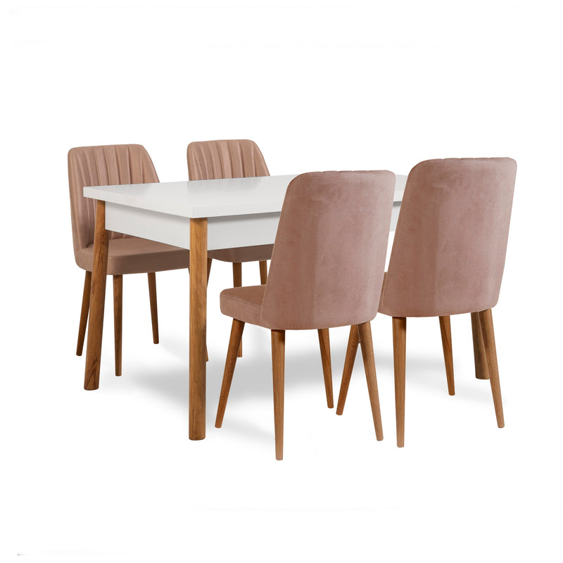 Set moderno sala da pranzo con tavolo allungabile e 4 sedie - vari colori