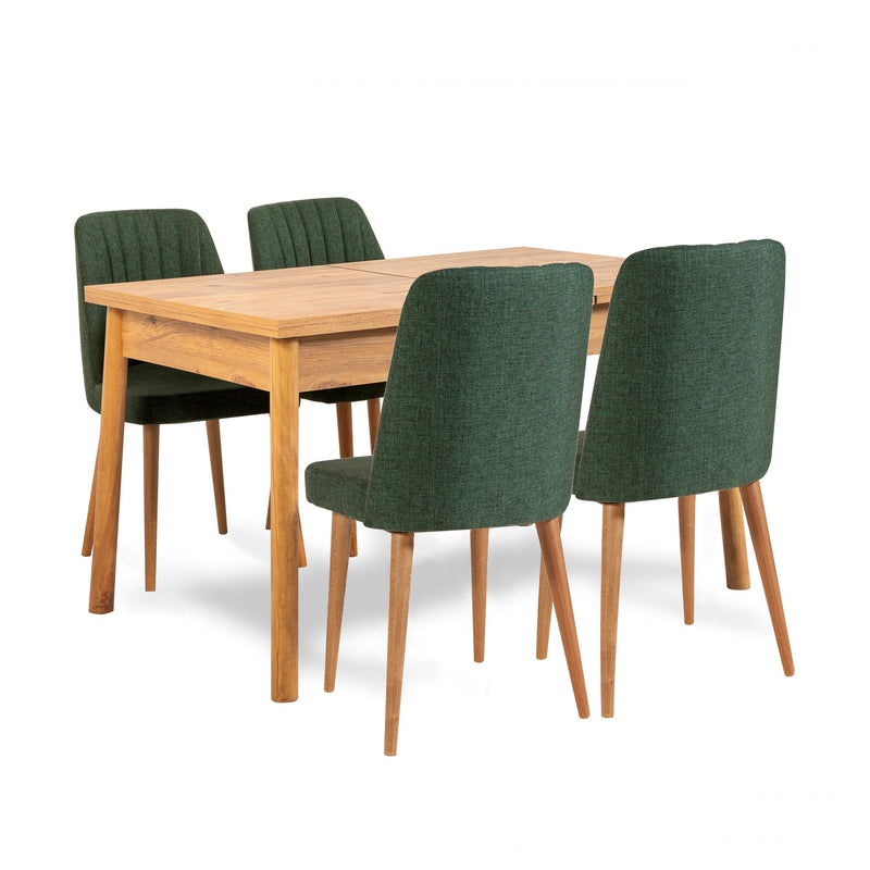 Set da pranzo stile moderno con tavolo allungabile e 4 sedie - vari colori