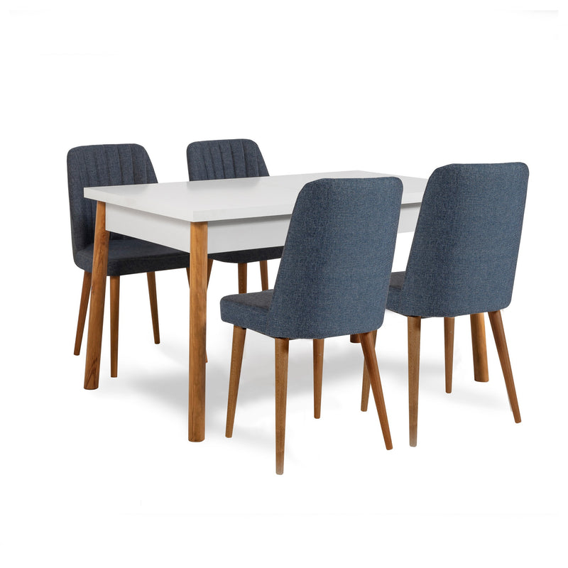 Set da pranzo con tavolo apribile 4 sedie e panca - vari colori