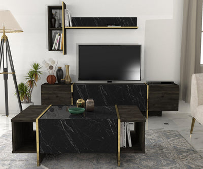 Composizione soggiorno moderna con tavolino da caffè e mobile porta TV