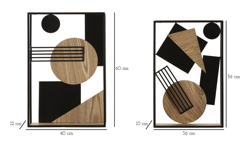 Set da 2 mensole da muro in legno e metallo design Picasso