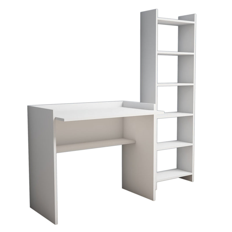Set per studio ufficio con scrivania e libreria in legno bianco design moderno