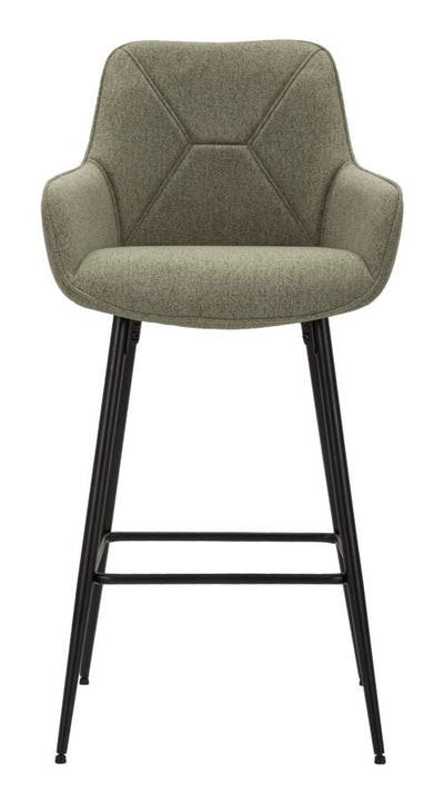 Set da 2 Sgabello alto in tessuto verde base in metallo nero cm 55x55x109h
