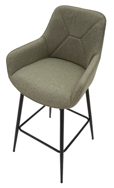 Set da 2 Sgabello alto in tessuto verde base in metallo nero cm 55x55x109h