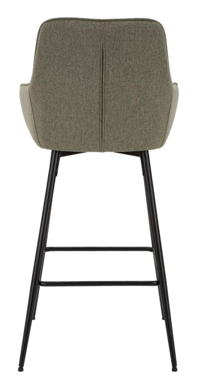 Set da 2 Sgabello alto in tessuto verde base in metallo nero cm 55x55x109h