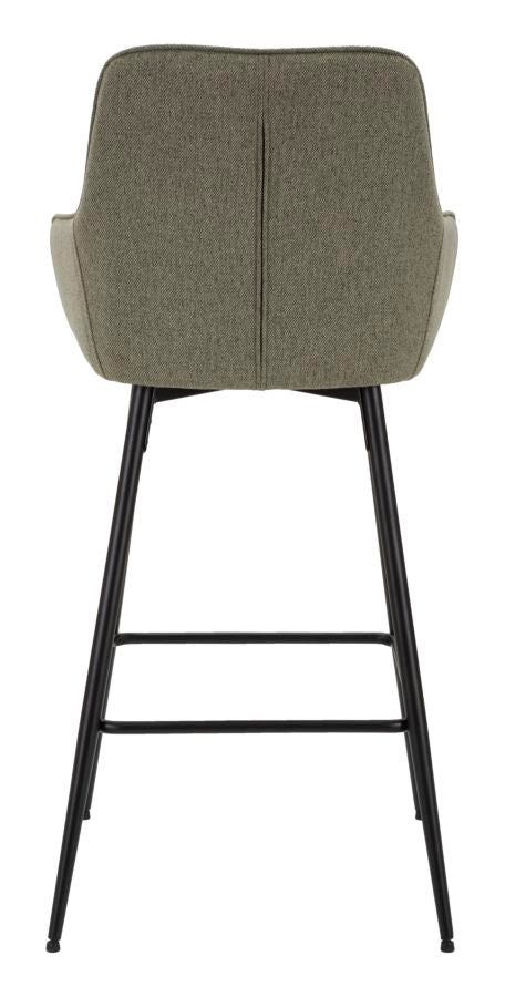 Set da 2 Sgabello alto in tessuto verde base in metallo nero cm 55x55x109h