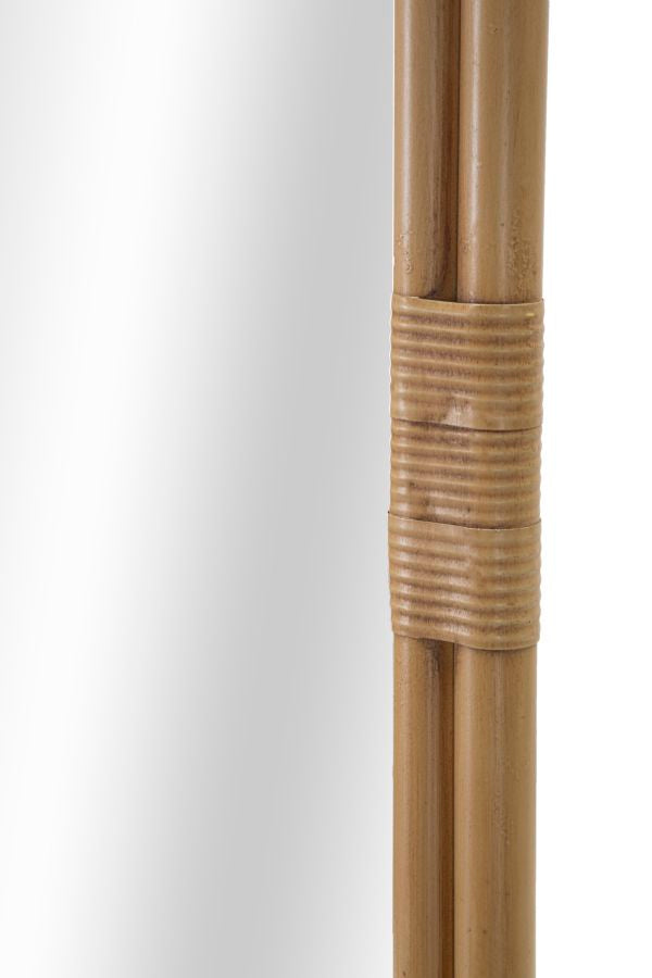 Specchiera da terra con porta abiti in metallo effetto bambù cm 77x3x151h