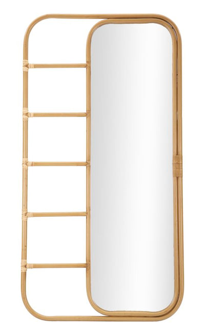 Specchiera da terra con porta abiti in metallo effetto bambù cm 77x3x151h