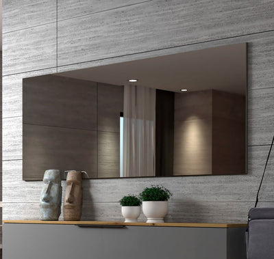specchiera da parete moderna rettangolare con cornicetta colore grigio lucido 