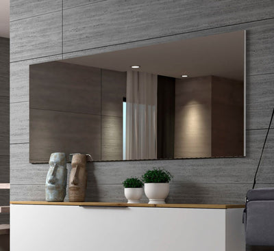 specchiera moderna rettangolare da parete sottile cornicetta laterale colore bianco