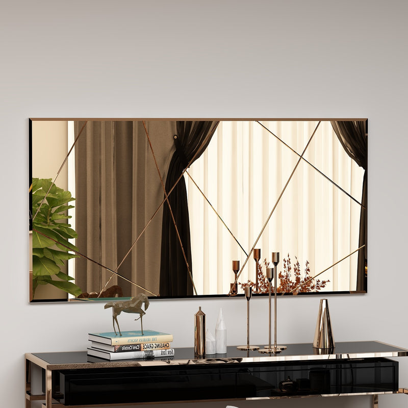 Specchio moderno con incisioni geometriche colore bronzo cm 120x60h