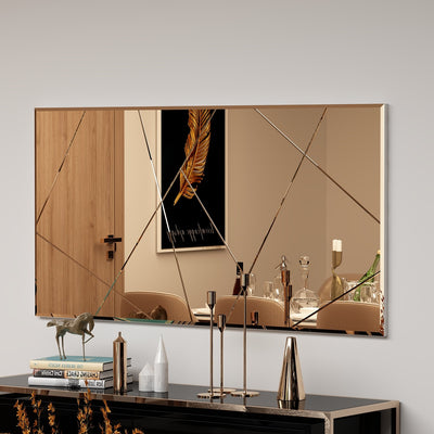 Specchio moderno con incisioni geometriche colore bronzo cm 120x60h