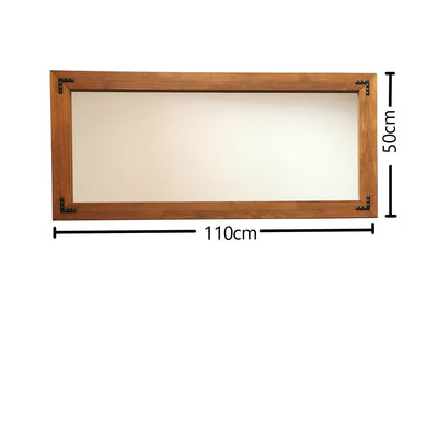 Specchiera rettangolare da parete stile industrial in legno massello cm 110x3x50h