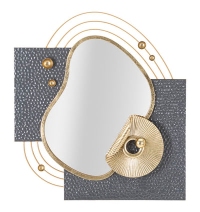 specchio decorativo design in metallo dorato figura astratta