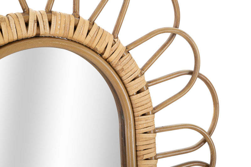 Specchio da parete ovale cornice in metallo effetto bambù cm 56x3x80h