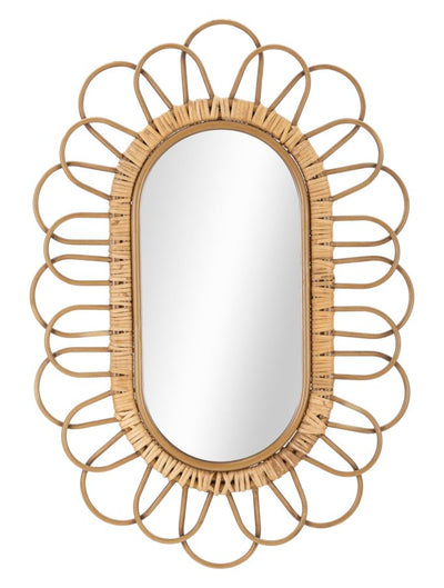 specchio ovale con cornice in metallo effetto bambù da ingresso