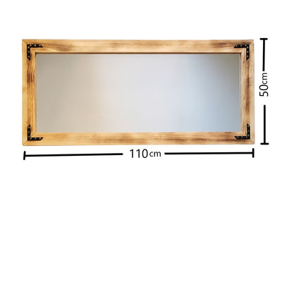 Specchiera cornice in legno massello stile industriale cm 110x3x50h