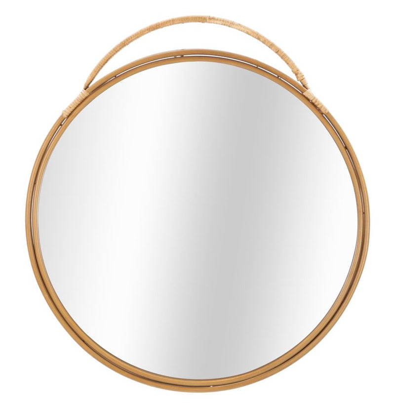 specchio rotondo cornice effetto bambù