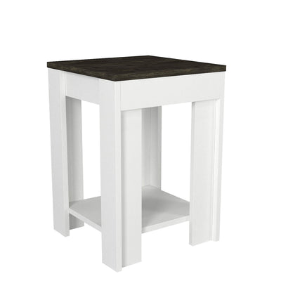 Tavolino da salotto portariviste colore bianco e marrone scuro cm 40x40x57h