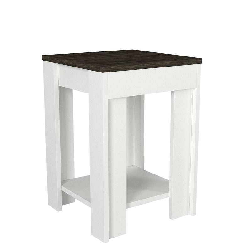Tavolino da salotto portariviste colore bianco e marrone scuro cm 40x40x57h