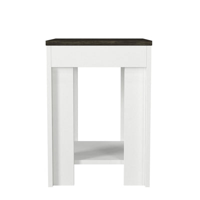 Tavolino da salotto portariviste colore bianco e marrone scuro cm 40x40x57h