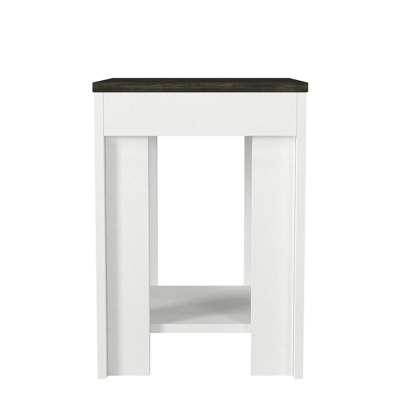 Tavolino da salotto portariviste colore bianco e marrone scuro cm 40x40x57h