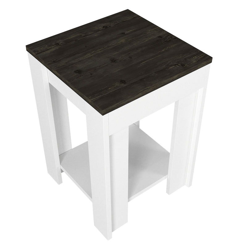 Tavolino da salotto portariviste colore bianco e marrone scuro cm 40x40x57h