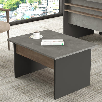 tavolino da salotto basso moderno in legno cementi antracite opaco e noce