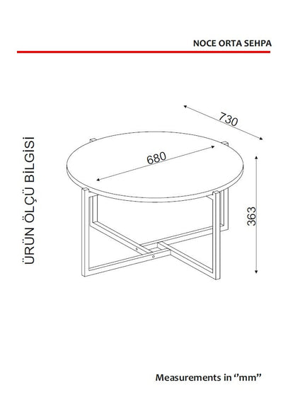 Tavolino basso da soggiorno in legno colore noce con gambe in metallo cm 68x73x36h