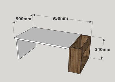 Tavolino rettangolare basso in legno bianco con 2 vani cm 95x50x34h