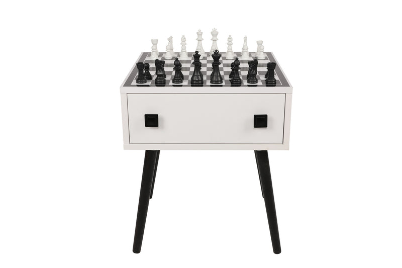 Tavolino con scacchiera da caffè moderno in legno con piano estraibile pedine incluse cm 50x50x60h