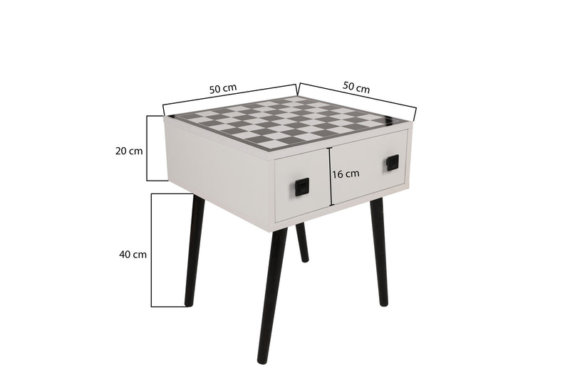 Tavolino con scacchiera da caffè moderno in legno con piano estraibile pedine incluse cm 50x50x60h