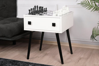 Tavolino con scacchiera da caffè moderno in legno con piano estraibile pedine incluse cm 50x50x60h