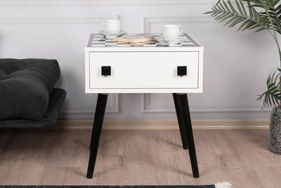 Tavolino con scacchiera da caffè moderno in legno con piano estraibile pedine incluse cm 50x50x60h