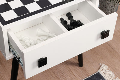 Tavolino con scacchiera da caffè moderno in legno con piano estraibile pedine incluse cm 50x50x60h