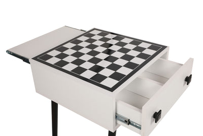 Tavolino con scacchiera da caffè moderno in legno con piano estraibile pedine incluse cm 50x50x60h