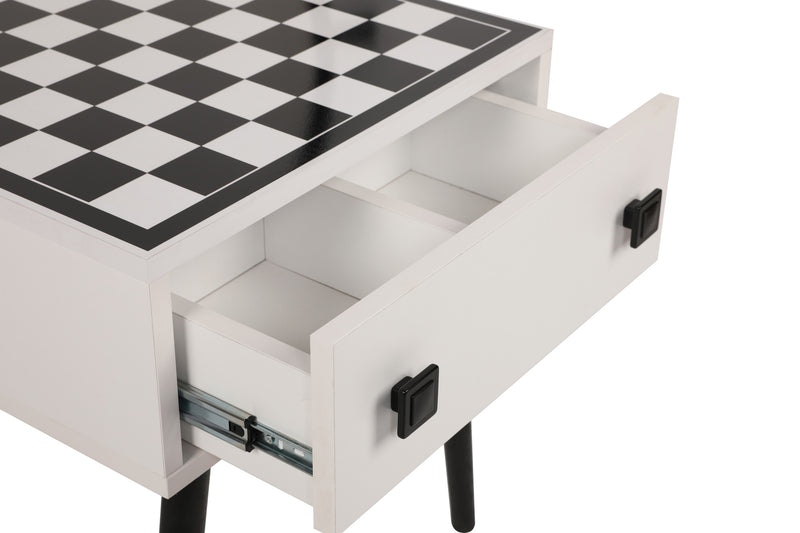Tavolino con scacchiera da caffè moderno in legno con piano estraibile pedine incluse cm 50x50x60h