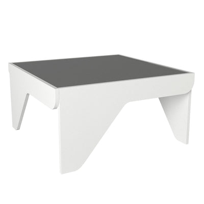 Tavolino moderno da soggiorno con ripiano in vetro colore bianco e grigio cm 74x74x38h