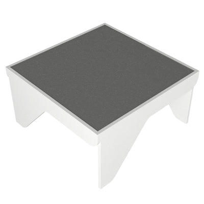 Tavolino moderno da soggiorno con ripiano in vetro colore bianco e grigio cm 74x74x38h