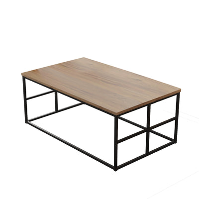 Tavolino design semplice da caffè moderno ripiano in legno finitura naturale cm 100x60x40h