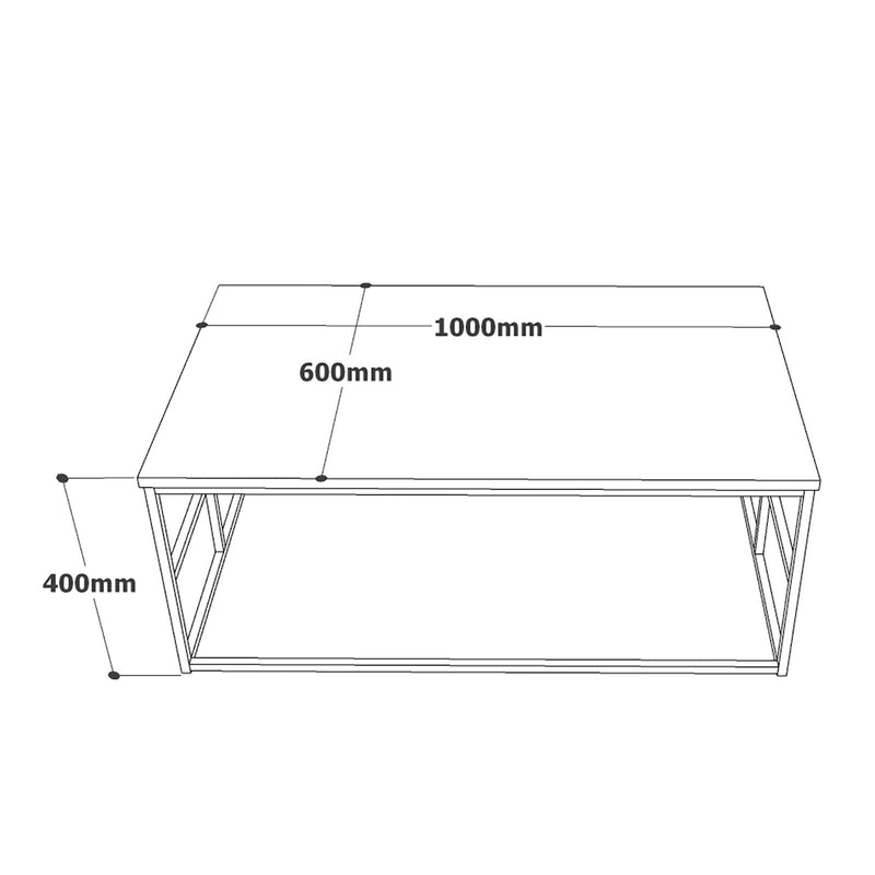Tavolino design semplice da caffè moderno ripiano in legno finitura naturale cm 100x60x40h
