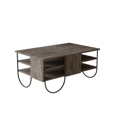 Tavolino basso salotto con 2 ripiani industrial cm 94x60x44h - vari colori