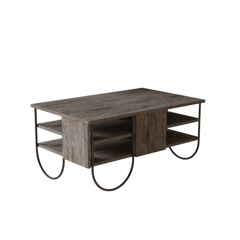 Tavolino basso salotto con 2 ripiani industrial cm 94x60x44h - vari colori