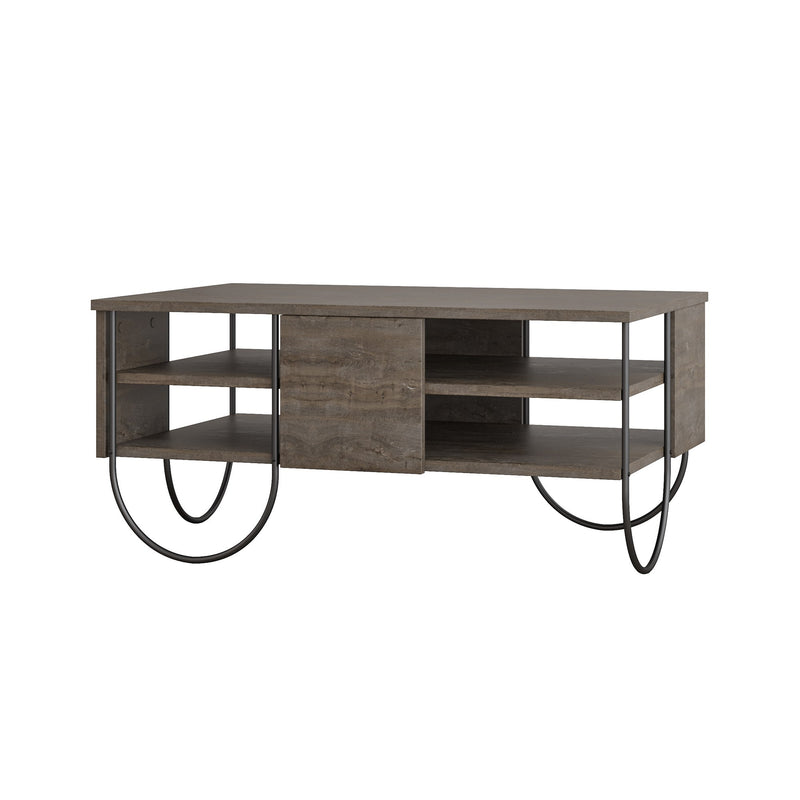 Tavolino basso salotto con 2 ripiani industrial cm 94x60x44h - vari colori