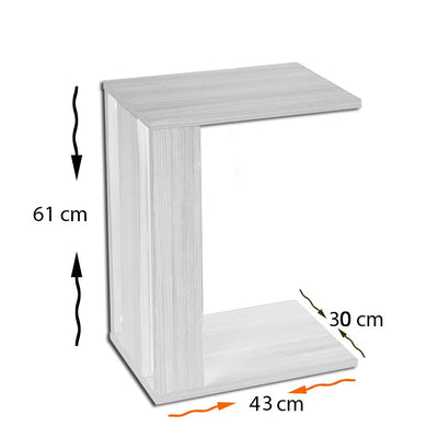 Tavolino da divano in legno moderno con piano e ripiano cm 30x43x61h